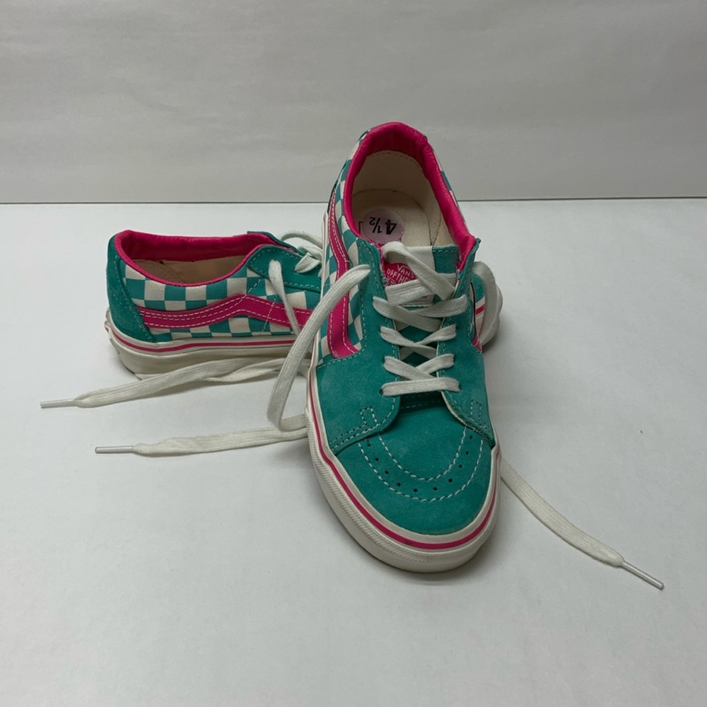 VANS off the wall suede checkerboard teal pink MEN's 4.5 WOMEN's 6